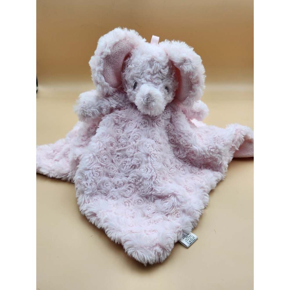Oobles Pink Elephant Infant Baby Lovey Security Blanket Rattle Plush Soft Fuzzy